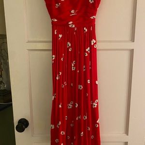 Bardot Red w Floral print midi dress
